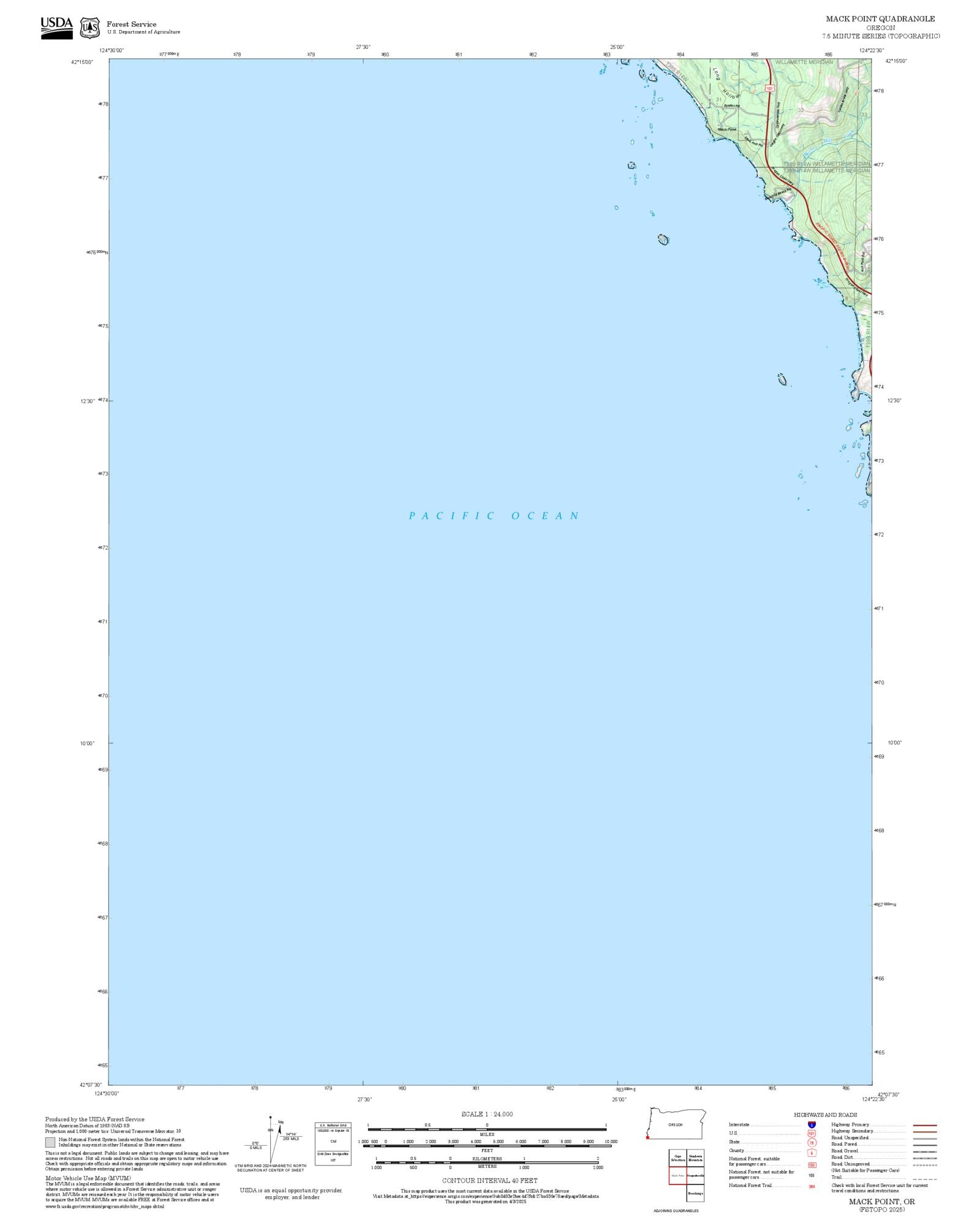 2025 Forest Service Topo Map of Mack Point Oregon – MyTopo Map Store