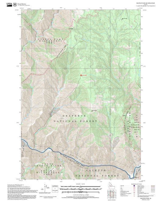 2025 Forest Service Topo Map of Mackay Bar Idaho
