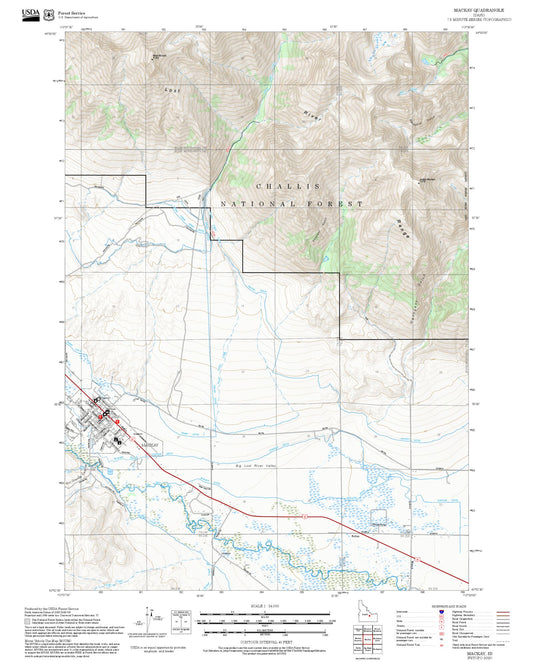 2025 Forest Service Topo Map of Mackay Idaho