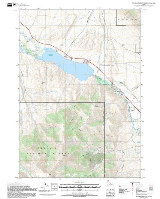 2025 Forest Service Topo Map of Mackay Reservoir Idaho