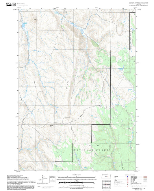 2025 Forest Service Topo Map of Mackey Butte Oregon