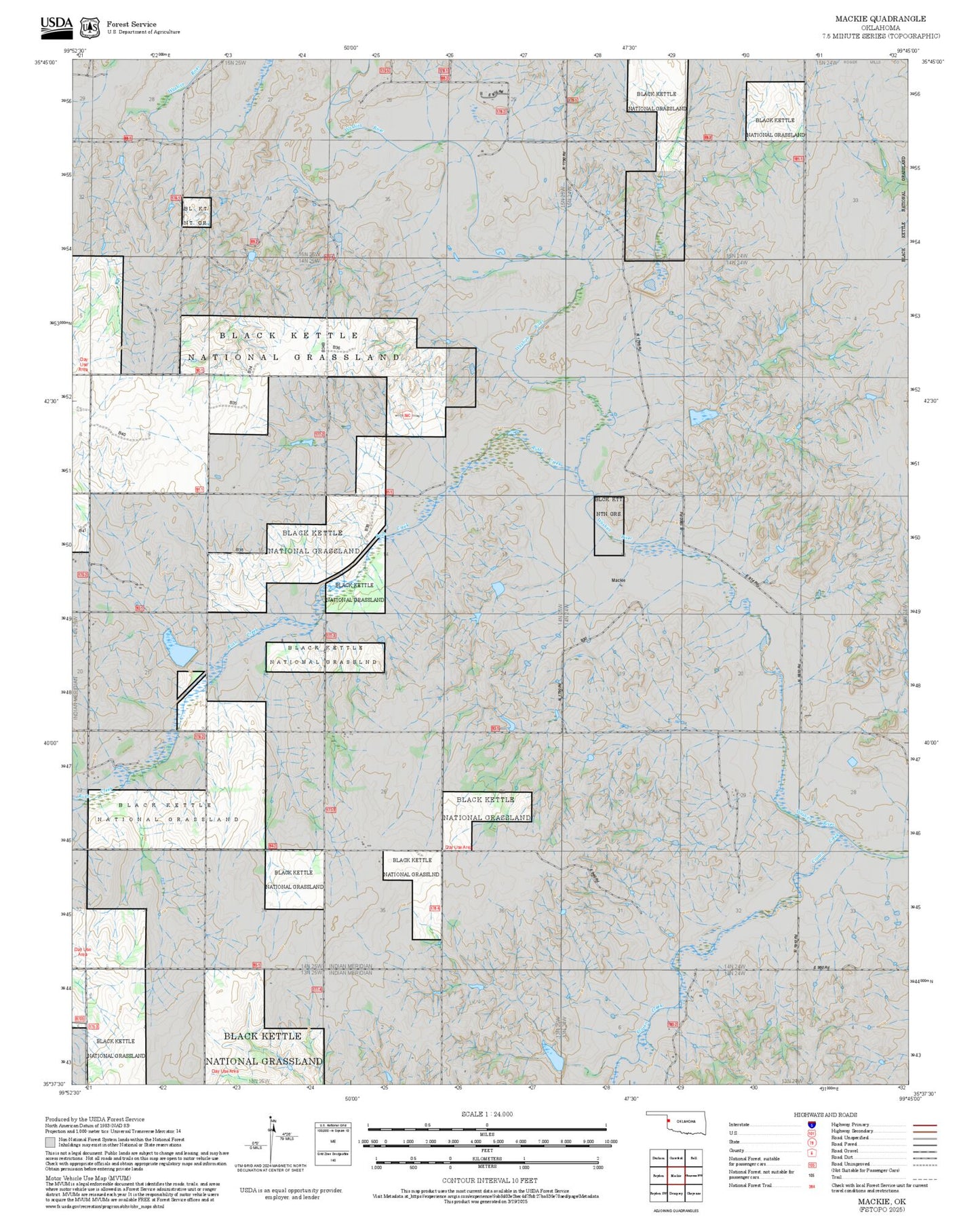 2025 Forest Service Topo Map of Mackie Oklahoma