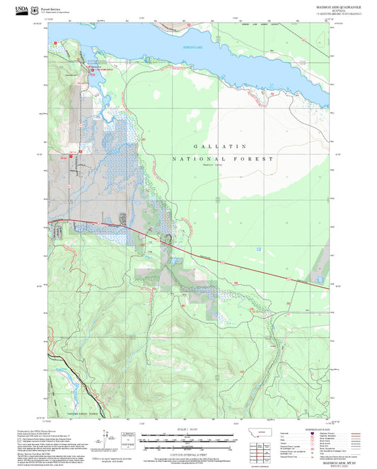 2025 Forest Service Topo Map of Madison Arm Montana