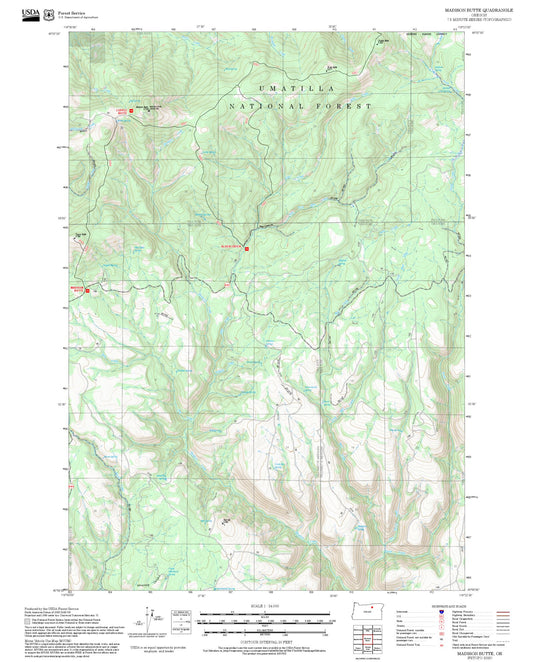 2025 Forest Service Topo Map of Madison Butte Oregon