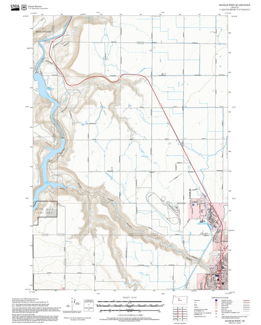 2025 Forest Service Topo Map of Madras West Oregon