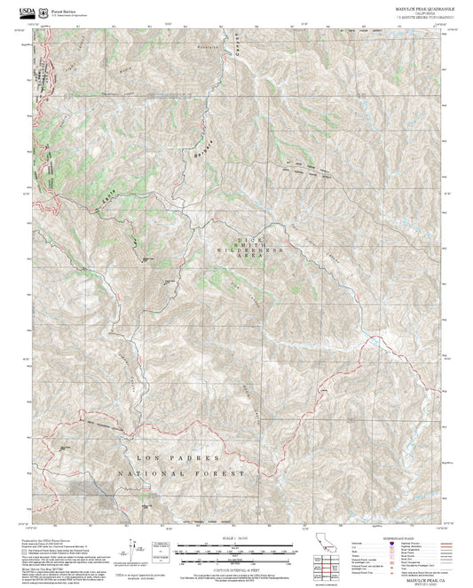 2025 Forest Service Topo Map of Madulce Peak California