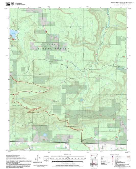 2025 Forest Service Topo Map of Magazine Mountain NE Arkansas
