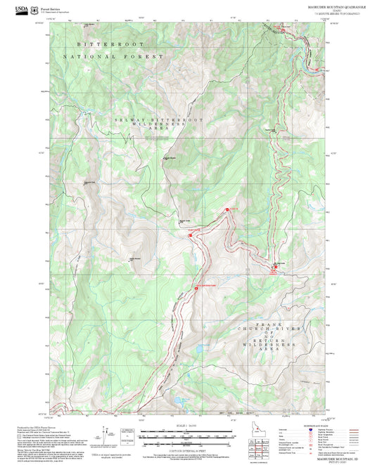 2025 Forest Service Topo Map of Magruder Mountain Idaho