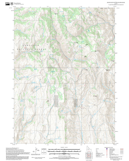2025 Forest Service Topo Map of Mahogany Butte Idaho