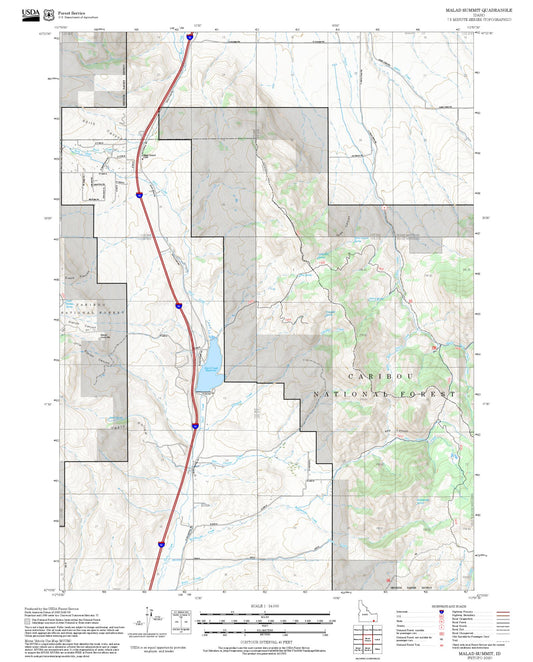 2025 Forest Service Topo Map of Malad Summit Idaho