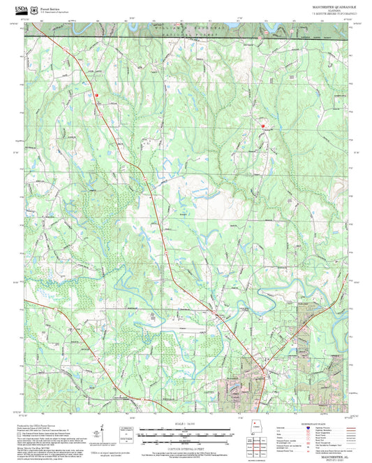 2025 Forest Service Topo Map of Manchester Alabama