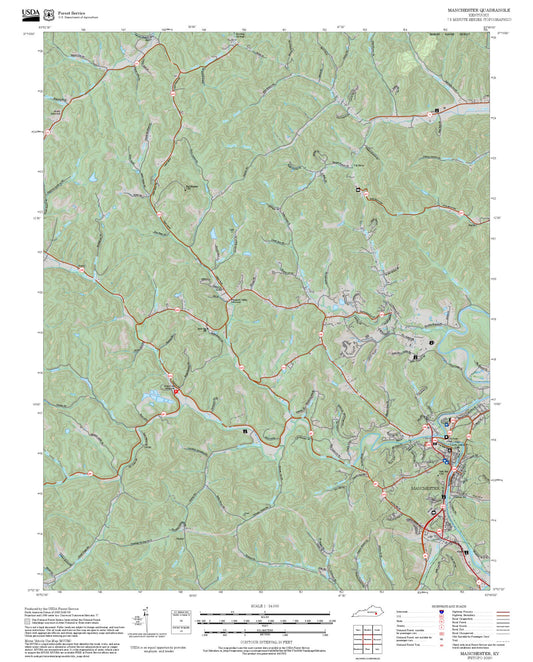 2025 Forest Service Topo Map of Manchester Kentucky
