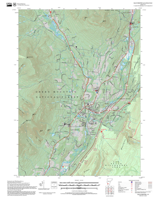 2025 Forest Service Topo Map of Manchester Vermont