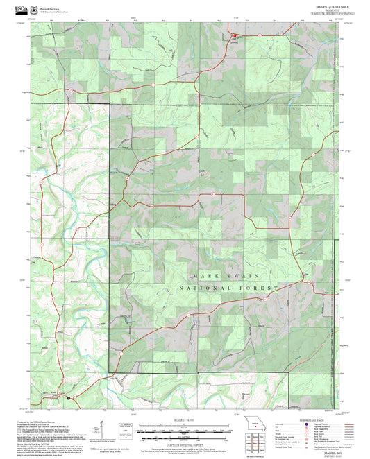 2025 Forest Service Topo Map of Manes Missouri