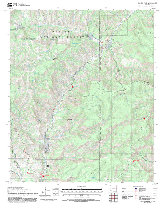 2025 Forest Service Topo Map of Maness Peak Arizona