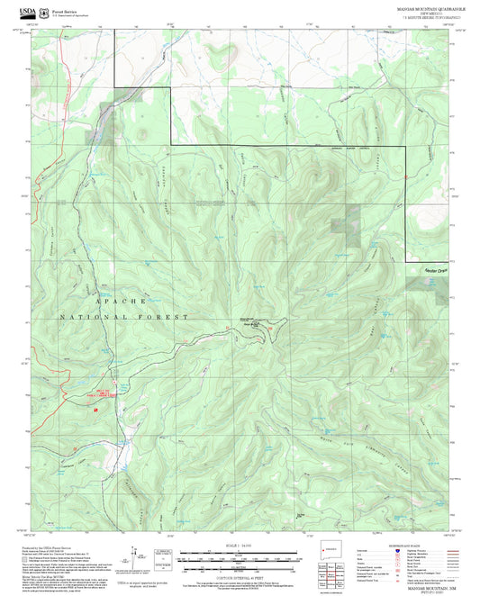 2025 Forest Service Topo Map of Mangas Mountain New Mexico