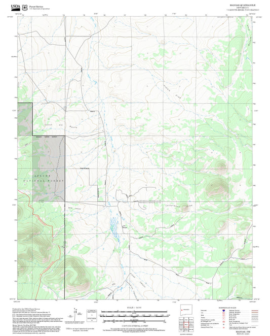 2025 Forest Service Topo Map of Mangas New Mexico