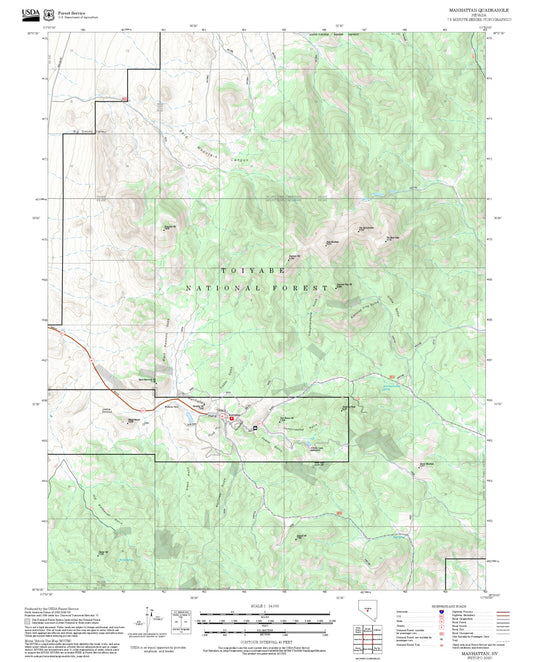 2025 Forest Service Topo Map of Manhattan Nevada