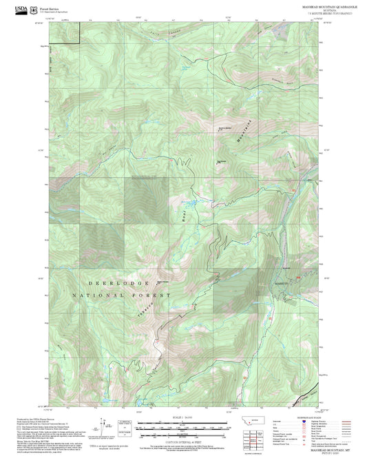2025 Forest Service Topo Map of Manhead Mountain Montana