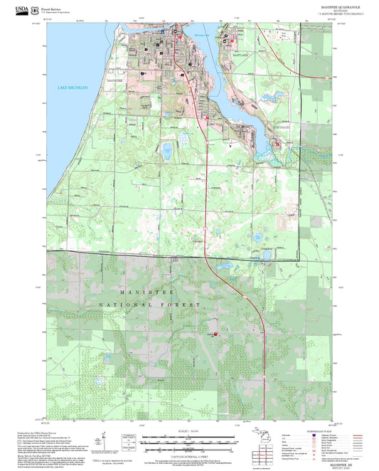2025 Forest Service Topo Map of Manistee Michigan
