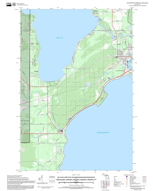 2025 Forest Service Topo Map of Manistique West Michigan