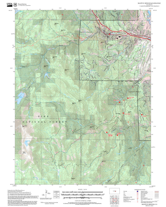 2025 Forest Service Topo Map of Manitou Springs Colorado