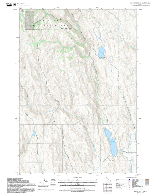 2025 Forest Service Topo Map of Mann Creek NW Idaho