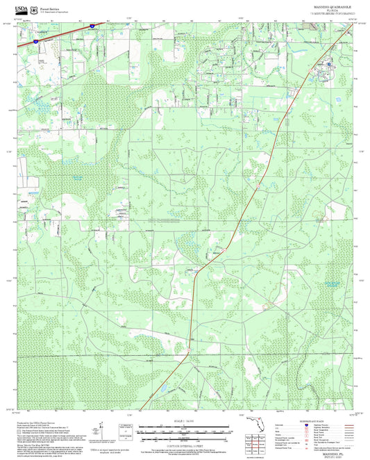 2025 Forest Service Topo Map of Manning Florida