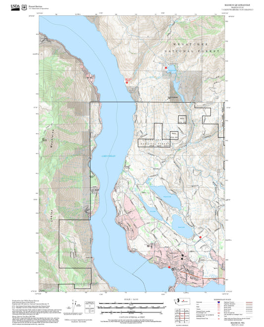 2025 Forest Service Topo Map of Manson Washington