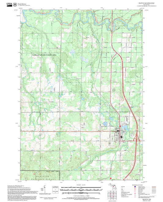 2025 Forest Service Topo Map of Manton Michigan