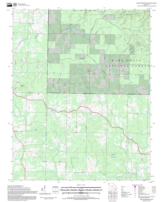 2025 Forest Service Topo Map of Many Springs Missouri