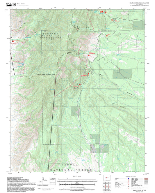 2025 Forest Service Topo Map of Manzano Peak New Mexico
