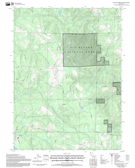 2025 Forest Service Topo Map of Maple Creek California