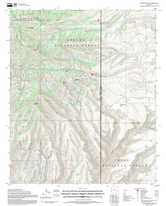 2025 Forest Service Topo Map of Maple Peak Arizona