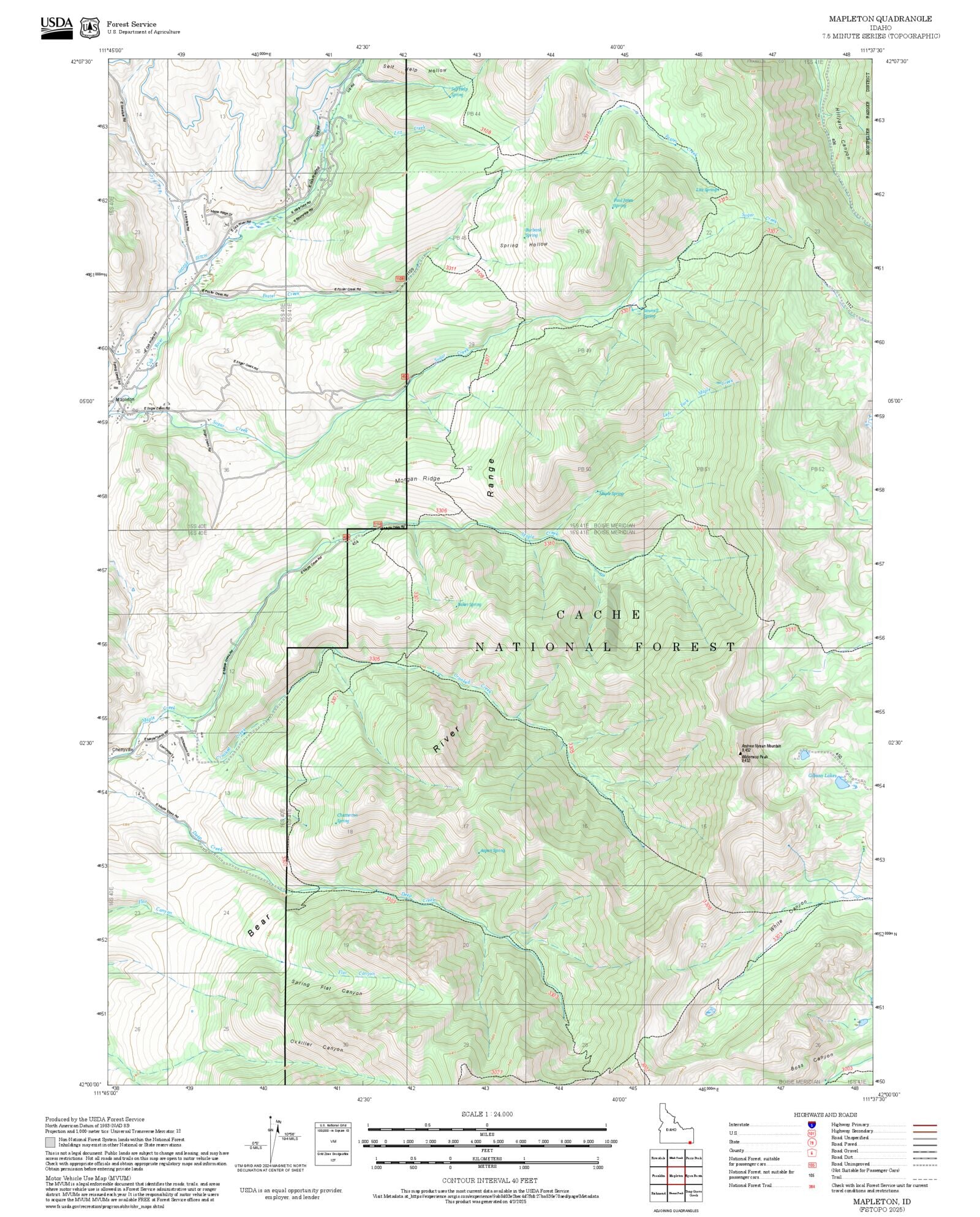 2025 Forest Service Topo Map of Mapleton Idaho – MyTopo Map Store