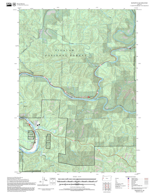 2025 Forest Service Topo Map of Mapleton Oregon