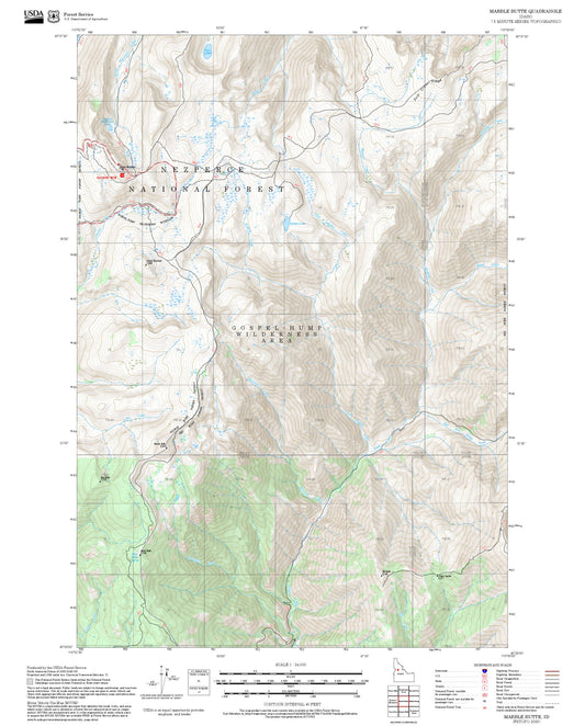 2025 Forest Service Topo Map of Marble Butte Idaho