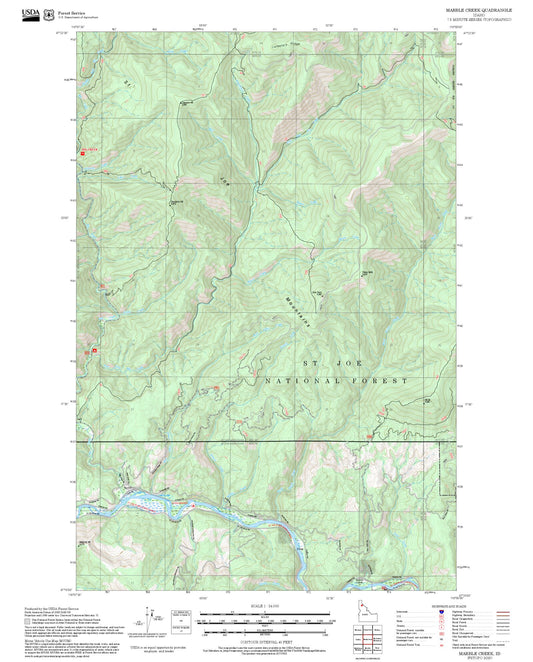 2025 Forest Service Topo Map of Marble Creek Idaho