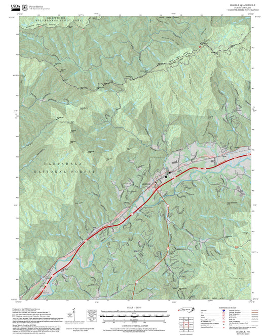 2025 Forest Service Topo Map of Marble North Carolina