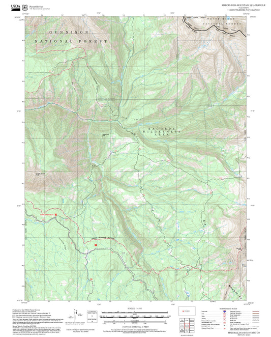 2025 Forest Service Topo Map of Marcellina Mountain Colorado
