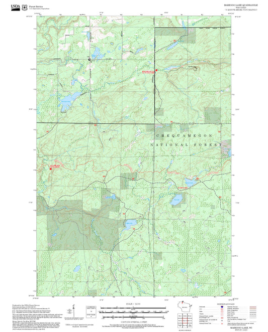 2025 Forest Service Topo Map of Marengo Lake Wisconsin