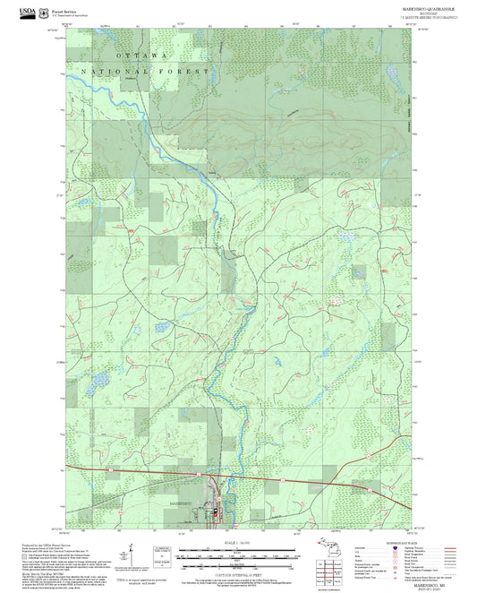 2025 Forest Service Topo Map of Marenisco Michigan