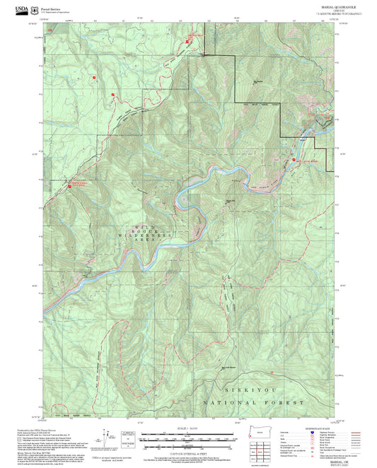 2025 Forest Service Topo Map of Marial Oregon
