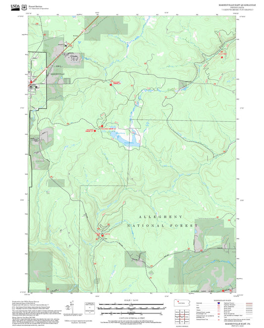 2025 Forest Service Topo Map of Marienville East Pennsylvania