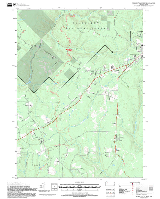 2025 Forest Service Topo Map of Marienville West Pennsylvania