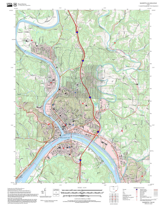 2025 Forest Service Topo Map of Marietta Ohio