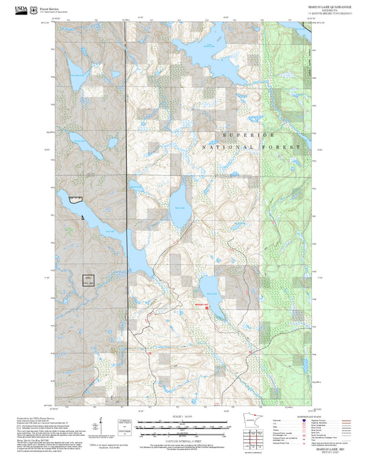 2025 Forest Service Topo Map of Marion Lake Minnesota