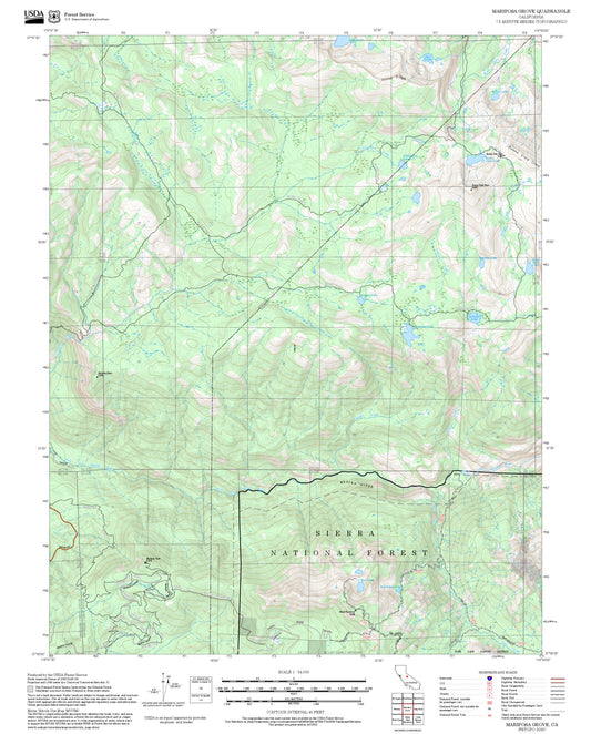 2025 Forest Service Topo Map of Mariposa Grove California