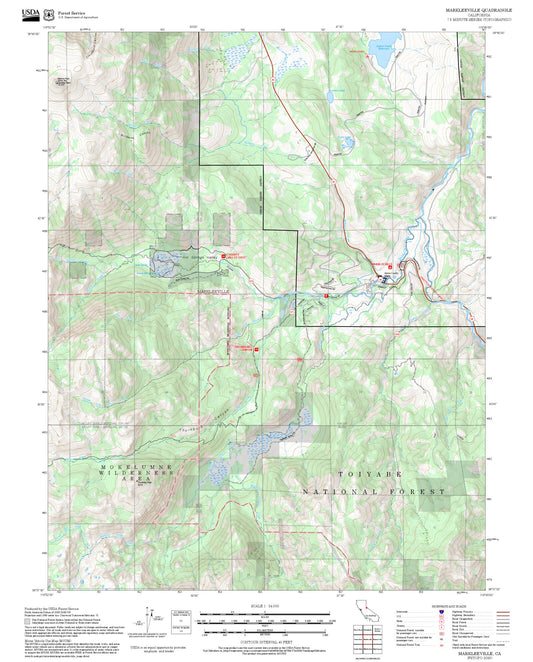 2025 Forest Service Topo Map of Markleeville California