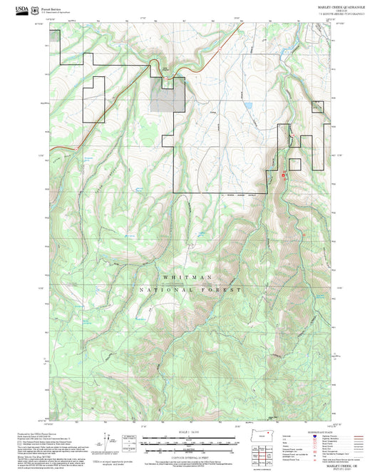 2025 Forest Service Topo Map of Marley Creek Oregon